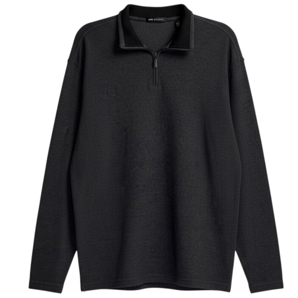 MB Studio 1/4 Zip Mock Neck Mens Shirt Top Textured Knit Gray XL NWT